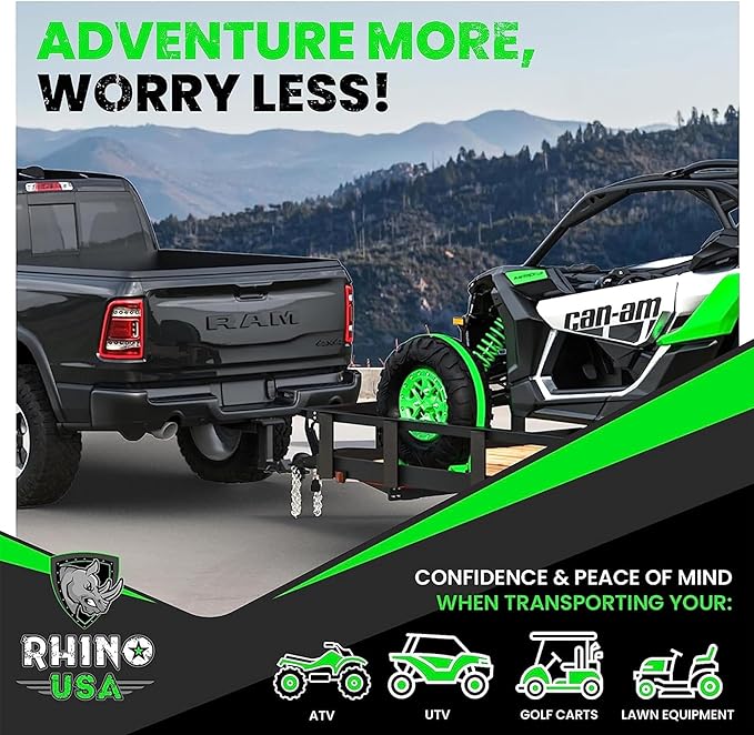 Rhino USA E Track Ratchet Tie Down Straps (4,500lb Break Strength) - Includes (2) Premium 2" x 16' eTrack Tie Downs - Ultimate Heavy Duty eTrack Cargo Strap System for Trailer, Truck, Motorcycle