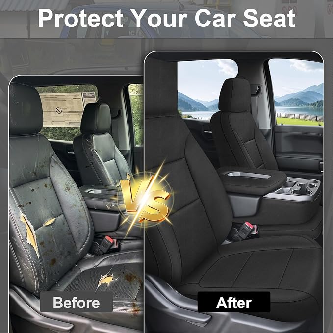 SAPUBK Seat Covers Replace for 2019-2025 Chevy Silverado/GMC Sierra 1500 CrewCab, Premium Neoprene with Composite Soft Foam Lining Breathable Seat Cover Cushion