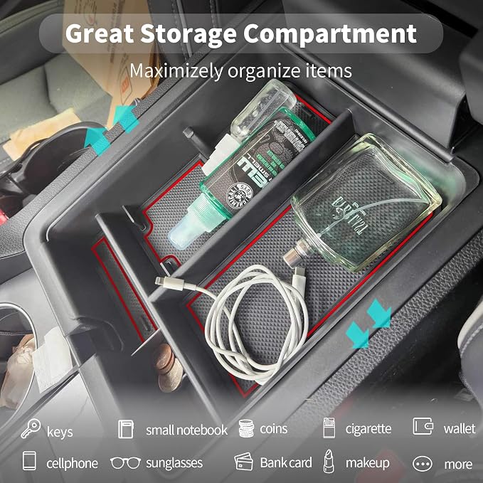 CDEFG 2023 2024 2025 Pilot Center Console Organizer Tray for 2023-2025 Honda Pilot Touring Sport EX-L Elite TrailSport LX Middle Console Storage Box 2024-2026 Ridgeline/ 2024-2026 Passport (Red)