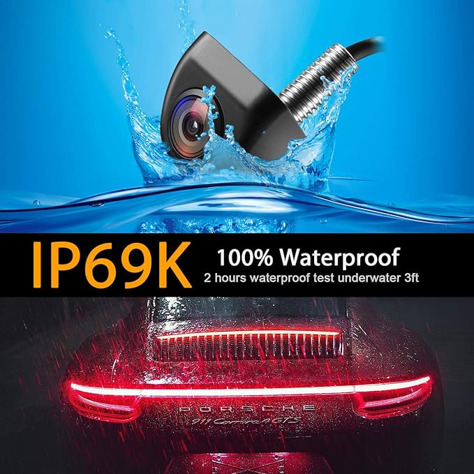NATIKA White Backup/Front View Camera - IP69K Waterproof, Great Night Vision, HD and Super Wide Angle, Metal OEM Style Reverse Rear View Backup Camera for Cars, Trucks, SUVs, RVs, Vans