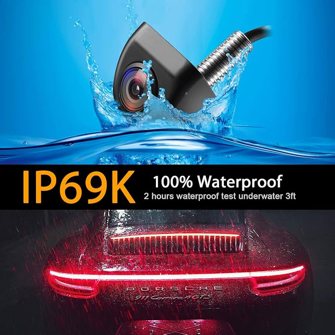 NATIKA Backup/Front View Camera,IP69K Waterproof Great Night Vision HD and Super Wide Angle Metal OEM Style Reverse Rear View Backup Camera for Cars Pickup Trucks SUVs RVs Vans (Black)