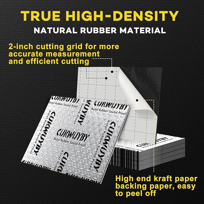 Sound Deading Material for Cars, 80mil (2mm) 38 sqft (3.53 sqm) Car Sound Deadening Mat, Butyl Automotive Sound Deadener, Noise Insulation and Vibration Dampening Material (34 pcs)