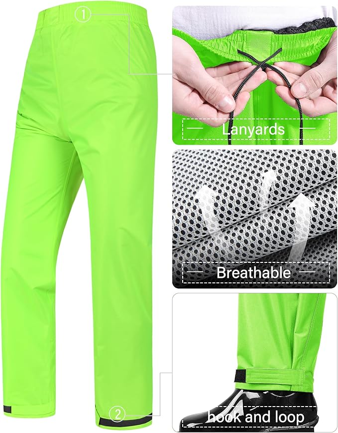 iCreek Rain Suit Waterproof Jacket and Pants Hi Vis Raincoat for Men and Women Reflective Outdoor for All-Sport Work