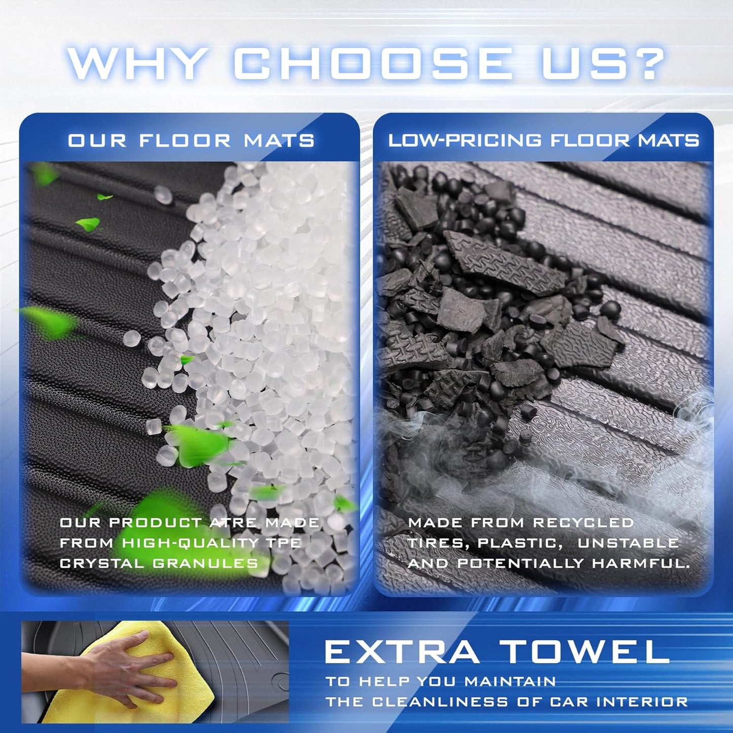 All Weather Floor Mats for Ford Mustang 2015-2017 2018-2024,Cover Protection Waterproof Black Floor Liner Front & Rear Row Full Set Car Mats Accessories for Ford Mustang 2022 2023 2024,Anti-Slip