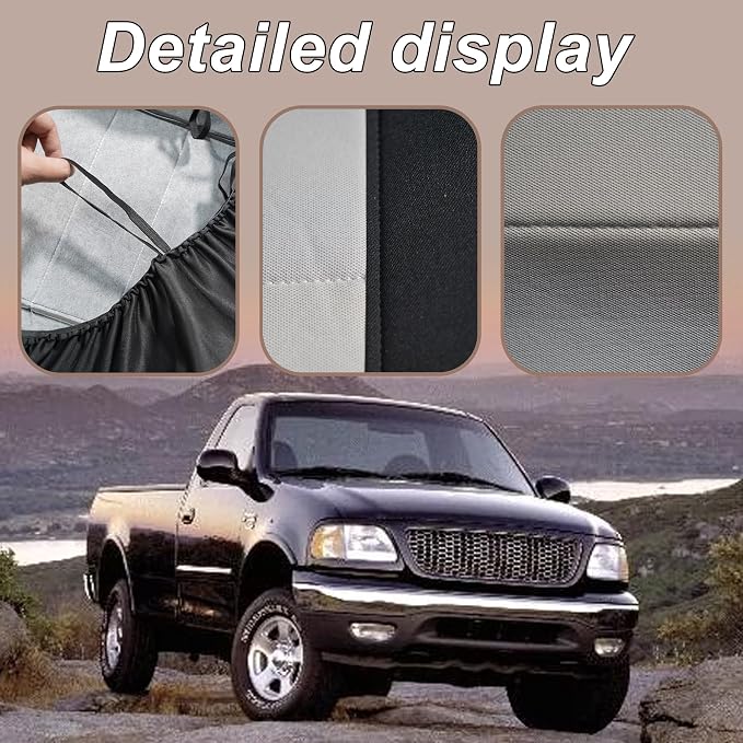 ESMING Front Bench Seat Cover with Molded Headrests Fit for Ford F-150 1999-2004, Thickened Waterproof Oxford Cloth, Solid Bench Seat Protector, Easy to Clean
