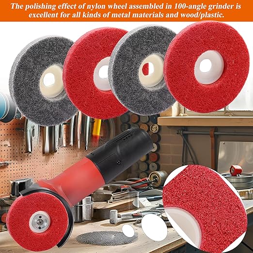 18Pcs 4 Inch Buffering Wheels Polishing Kit with Compound for Angle Grinder,Includes 14Pcs Nylon Fiber Flap Disc & Wool Felt Polishing Wheel,3Pcs Buffing Compounds and Sanding Sponge