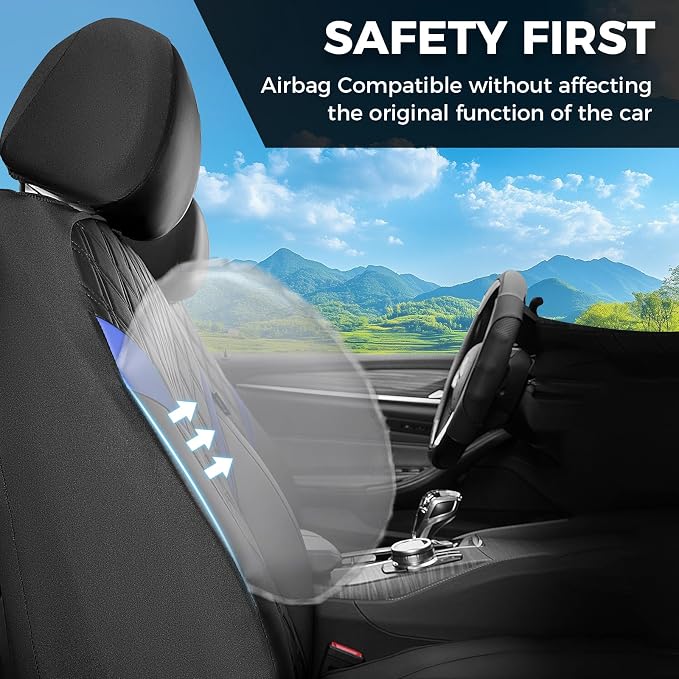 FLORICH Front Car Seat Covers, Leather Seat Covers for Cars, Waterproof Car Seat Protector Breathable, Front Seat Covers for Cars, Automotive Seat Covers Universal Fit for Most Car SUV Truck