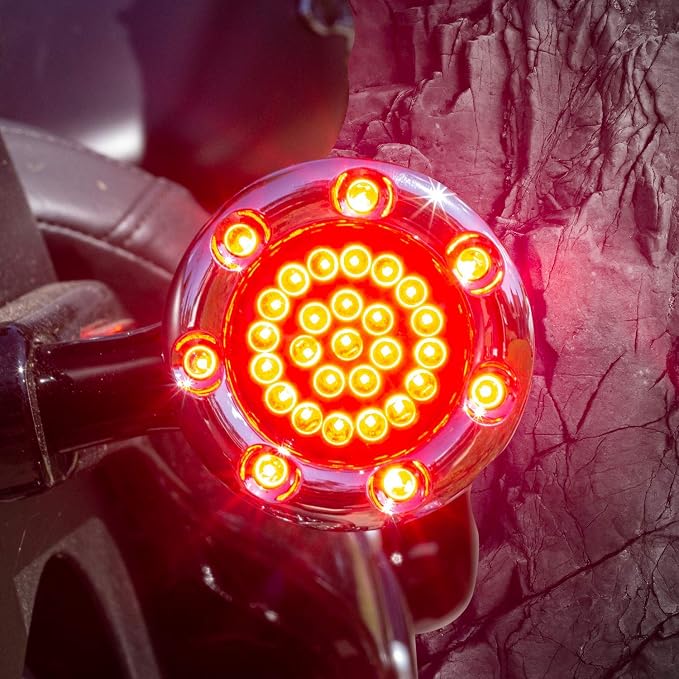 Eagle Lights Infinity Beam 2 Inch Rear LED Turn Signals and Brake Lights with LED Ring Covers Compatible With Harley Davidson® Motorcycles - Chrome / 1157 Base