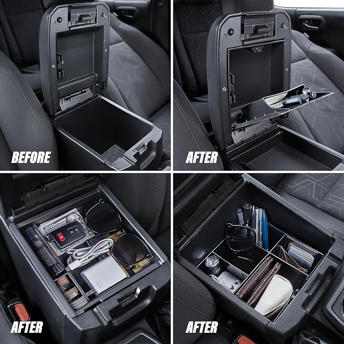Carlimeki Center Console Organizer (3-piece set) for Tacoma 2016-2023 - for Tacoma Accessories