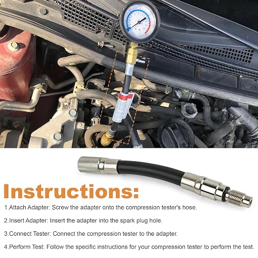 Compression Tester 12mm Adapter Compatible with 2008 and Newer Ford 4.6, 5.4 and 6.8L 3-Valve Engines with 12mm Spark Plugs