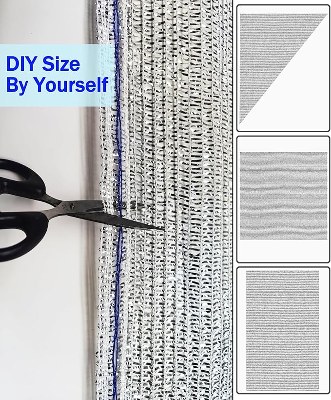 40% Aluminum Foil Shade Cloth Mesh No Grommets Silver Tarps Fabric Privacy Screen Pet Shade Car Cover Patio Garden Pergola Cover Canopy, Aluminum Shade Net Without Grommets, 10 FT x 14 FT