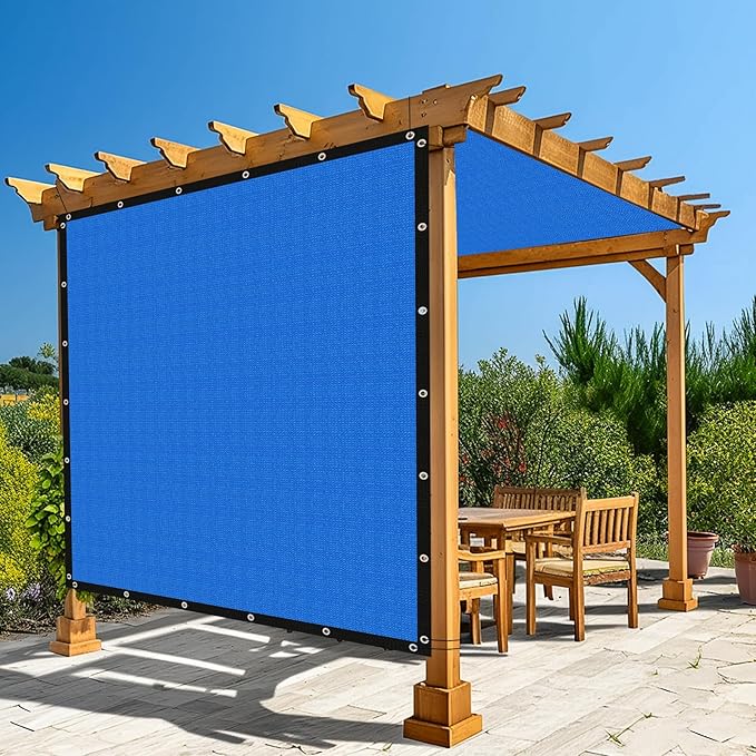 Amagenix 90% Pergola Shade Cover 9' X 14' Sun Shade Cloth with Grommets for Outdoor Garden Patio Porch, Commercial Grade 200 GSM - Cable Zip Ties Included (We Customized) GN108, Blue