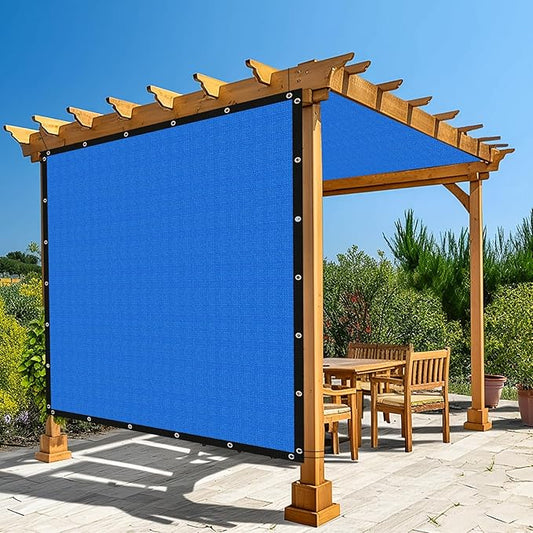 Amagenix 90% Pergola Shade Cover 12' X 14' Sun Shade Cloth with Grommets for Outdoor Garden Patio Porch, Commercial Grade 200 GSM - Cable Zip Ties Included (We Customized) GN108, Blue