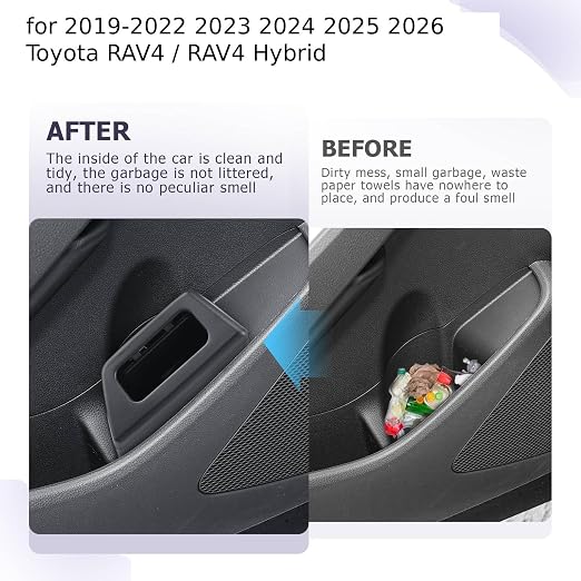LUWU Car Trash Can for 2019-2024 2025 2026 Toyota RAV 4 Waterproof ABS Material Auto Garbage Bin, Portable Door Mount Trash Bin with Lid, Interior Accessories for RAV 4 Hybrid 2026 2-Pack