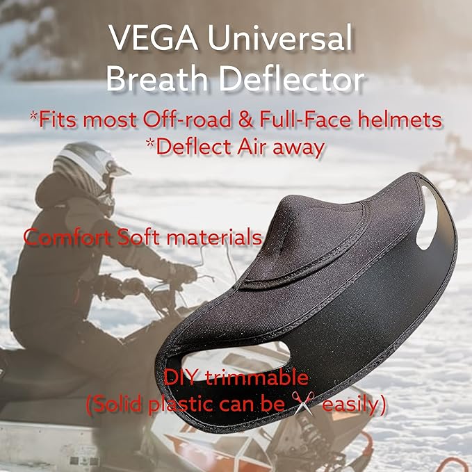 Vega Special Engineered Breath Deflector Comfort Soft (DIY trimable fits Most Off-Road & Full-Face Helmets) Stealth