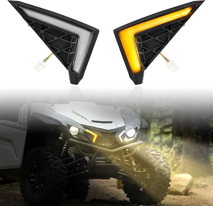 SAUTVS LED Turn Signal Fang Lights for Yamaha Wolverine X2 X4, Front Grille Accent Lights Signature Lights Grill Lamps for Yamaha Wolverine X2 X4 850 1000 2018-2025 Accessories (2PCS)