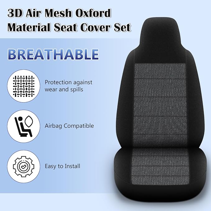 vokoroad Front Seat Cover for 1997-2000 Ford F-150 Pickup, Front High Back 60/40 Split Bench Seat Covers with Molded Headrests, Opening Center Console and Foam Seat Cusion, Exact Fit