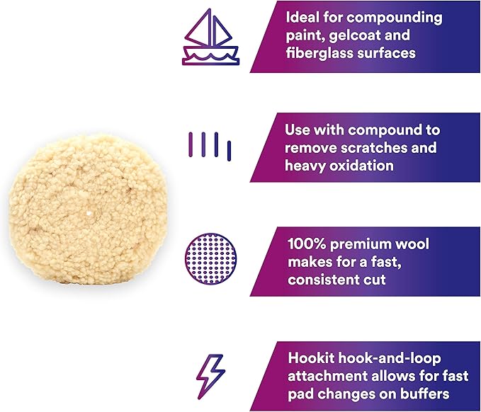 3M Perfect It 05719 Wool Compound Pad, 9 inch, Factory