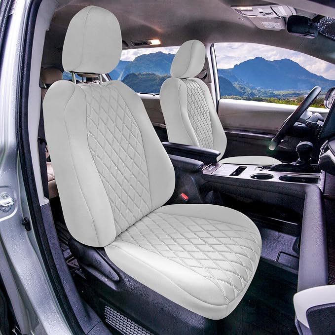 FH Group Custom Fit Car Seat Covers Specifically Made for Toyota Sienna 2021-2024, Solid Gray Ultraflex Neoprene Front Set Automotive Seat Covers, 7-8 Seater SUV Seat Covers, Toyota Accessories