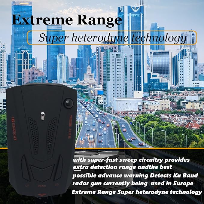 Newly Laser/Radar Detector for Cars with Led Display, Long Range Detection, Mute Memory, City/Highway Mode, Ideal Gifts for Cars (Black)