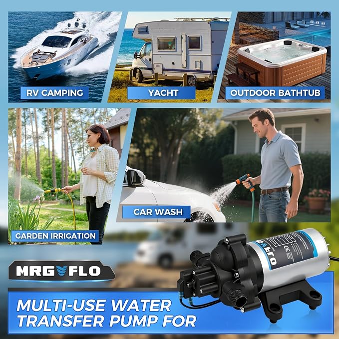 Industrial Grade 110V AC Diaphragm Water Pressure Pump, 4.0 GPM Flow & 50 PSI Rated, Self-Priming RV Marine Fresh Water Pump for Camper, Boat, Yacht, Caravan, Kitchen, Bathroom