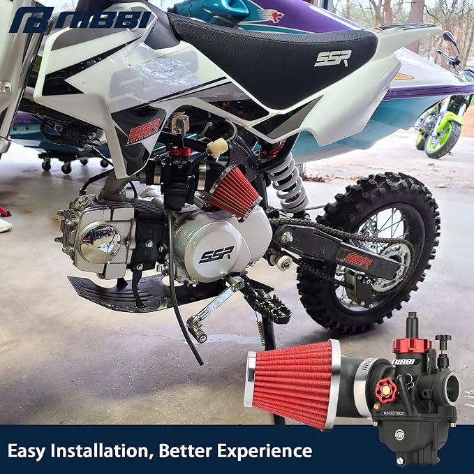 NIBBI PE24 Carburetor with 48mm Air Filters Kit,Upgrade Dirt Bike Performance,Compatible with 125cc-150cc for Apollo,TaoTao, Lifan, Honda, SSR, Pit Dirt Bike Motorcycles