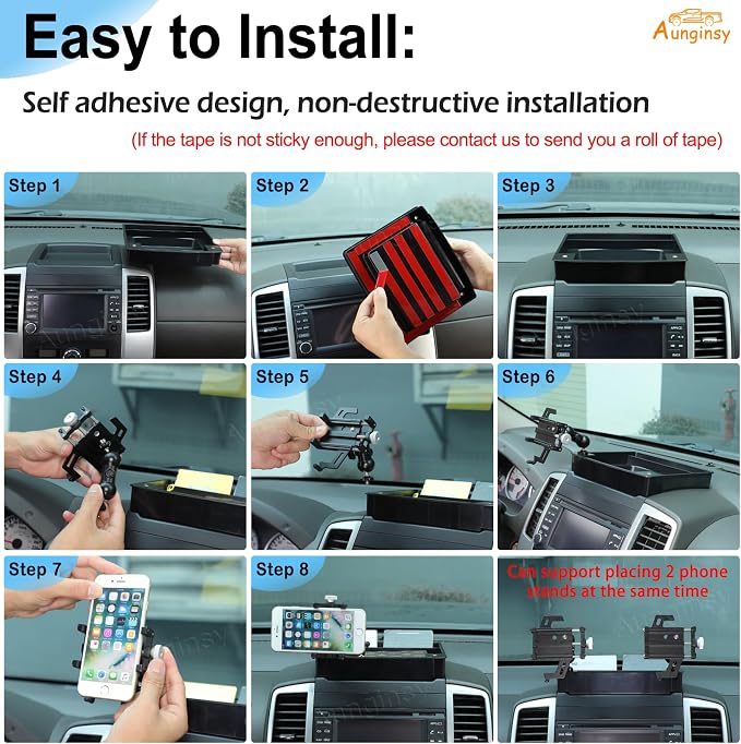 Aunginsy Center Console Dash Storage Tray Compatible with Nissan Frontier 2009-2017 Accessories, Dashboard Multi-Functional Phone Holder Storage Box, Dash Organizer Tray Insert With Mobile Phone Mount