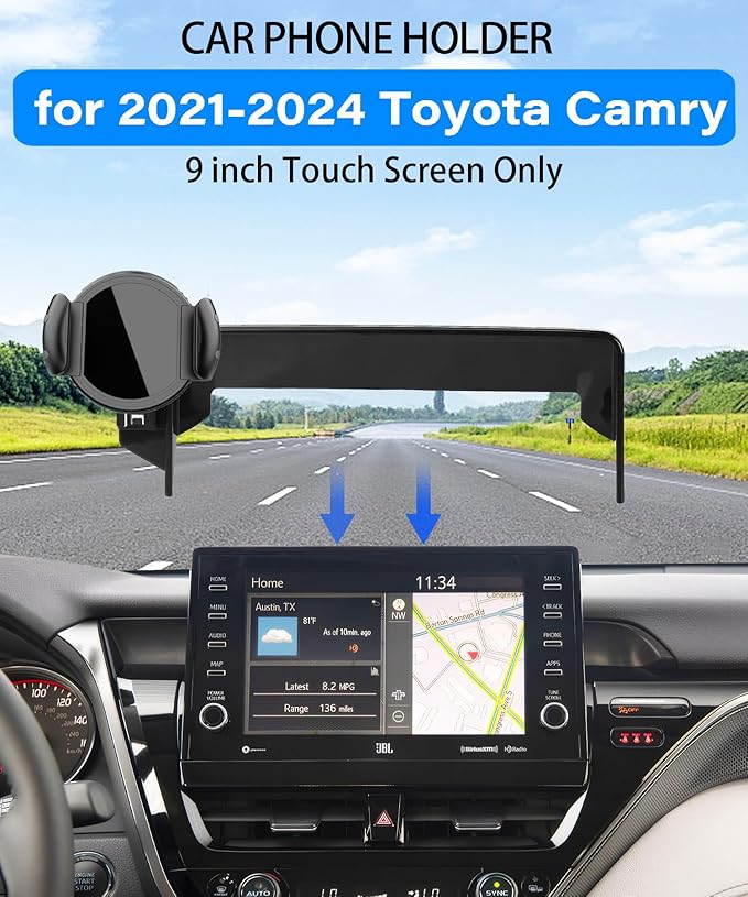 Magnetic Car Phone Mount for Toyota Camry 2021 2022 2023 2024 Accessories, for MagSafe Strong Magnets Cell Phone Holder 9-Inch Touch Screen Cradles, with Portable Phone Gripper 360° Rotation
