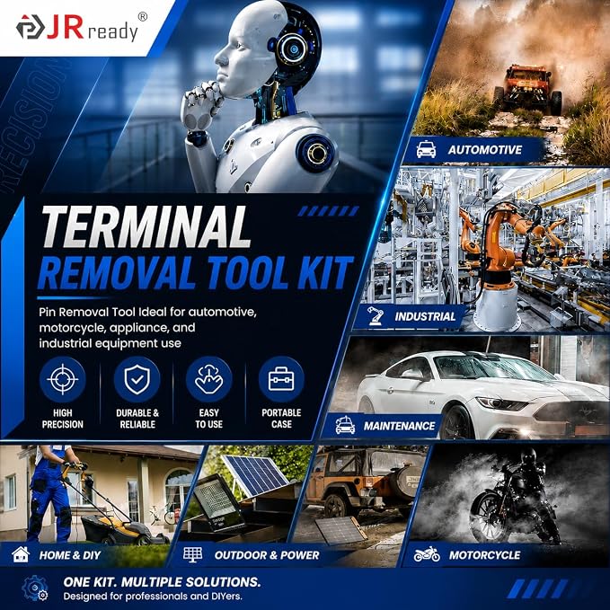 JRready Terminal Removal Tool Automotive Depinning Tool Kit - for TE, AMP, Delphi, Molex, Deutsch DT/DTM/DTP,JPT Connectors for Electrial Pin Extraction Release and Appliance Repairs JRconDRK00A10-02