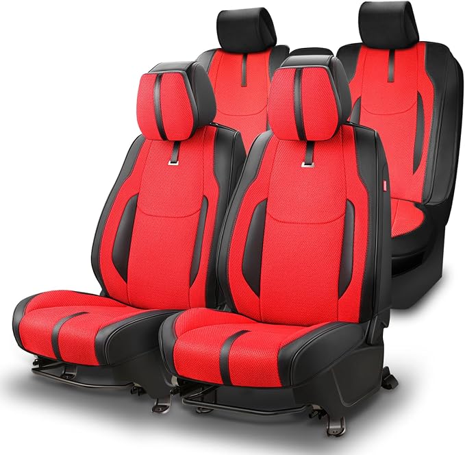 Drive Series Full Set Seat Covers Universal for Cars Trucks SUV, Red, CA-SC-Drive-Full-RD