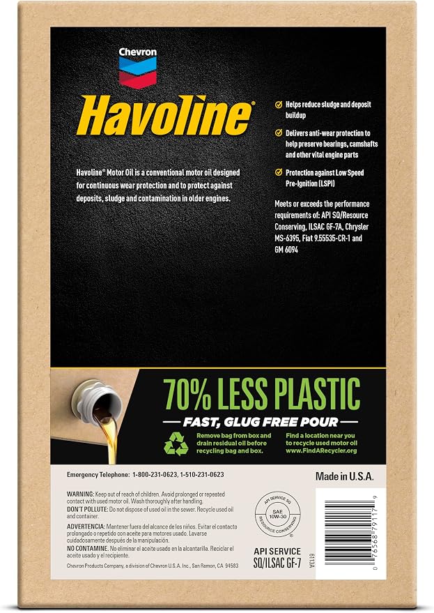 Havoline Motor Oil 10w30 Smart Change Engine Oil, 10W-30, 6 Quarts, Pack of 1