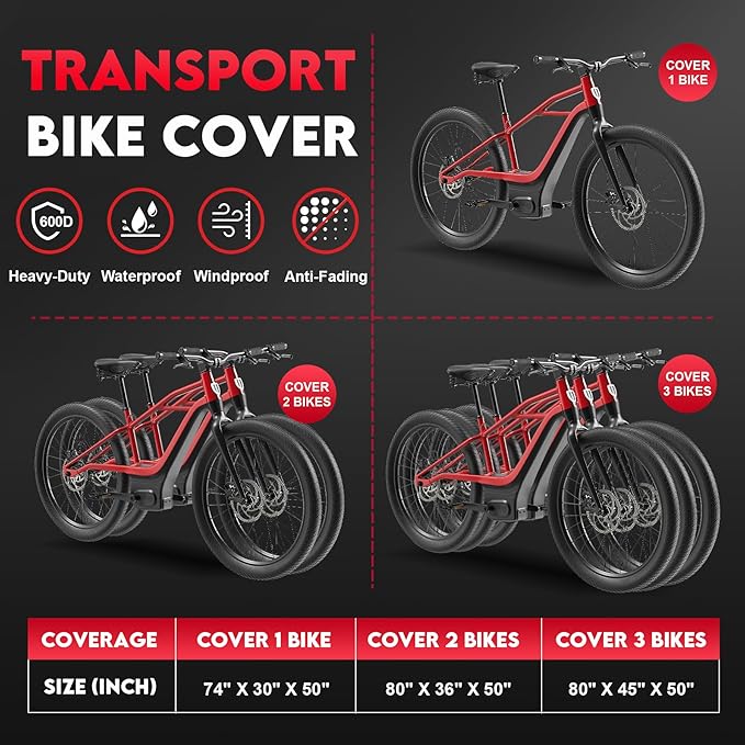 Zettum Bike Cover for Transport 3 Bike - 600D Travel Bike Covers for Bikes on Rear Bike Rack Waterproof & Heavy Duty, Outdoor Full Bicycle Rack Cover for Three Bikes on Car Hitch Storage