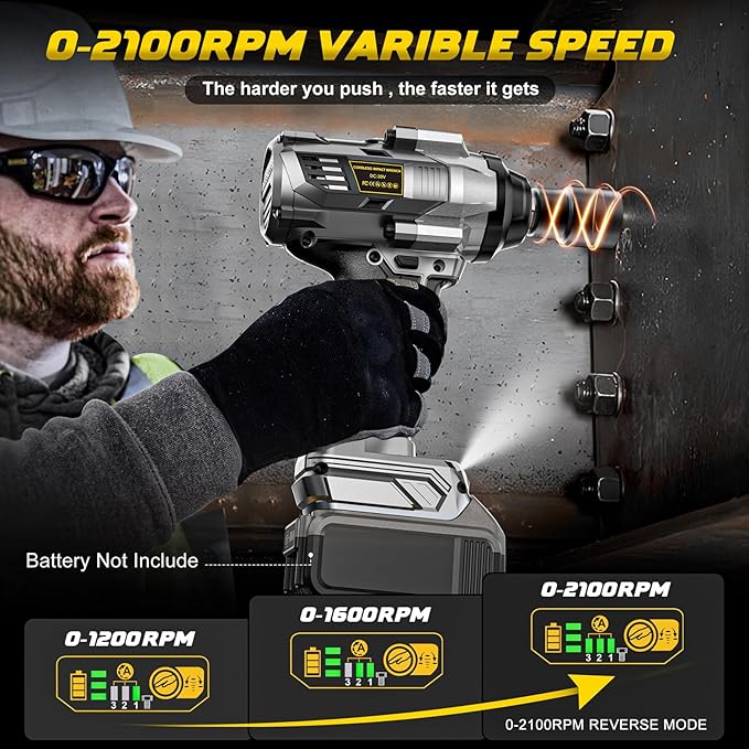 DIYtoolifz Cordless Impact Wrench 1/2 inch Compatible with DeWalt 20v Battery, 1000Ft-lbs(1360N.m) High Torque Impact Driver with 4-Modes, LED Light, Electric Impact Gun for Car/Truck/Mower(Bare Tool)