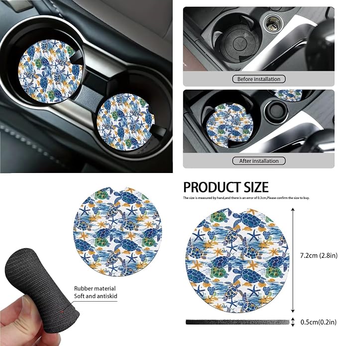 Sea Turtle Print 18Pcs Automotive Seat Covers & Accessories Full Set High Back Bucket Seat Covers for Car Front and Back Seats with Steering Wheel Cover Safety Belt Pads etc
