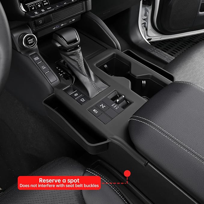 Console Silicone Storage Box for 2024-2025 2026 Toyota Land Cruiser 250 1958 Prado LC250 J250 Center Cup Wireless Charging Pad Seat Seam Storage Box Interior Tuning Accessories (Black) 1