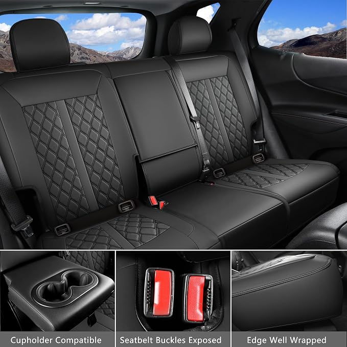 Huidasource Nissan Titan Seat Covers, Waterproof Cushion Covers Custom Fit for Nissan Titan/Titan XD 2016-2024 SV PRO-4X SL Platinum Reserve Crew Cab Faux Leather Seat Protectors (Fullset/Black)