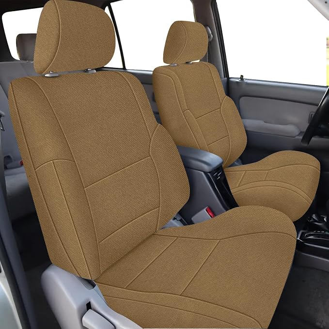Front Seat Covers Fit for 1996-2002 Toyota 4Runner | Custom-Fit Knitted Automotive Cover (DIY Headrest Holes Required) , Tan