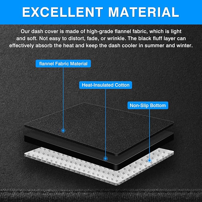 Autorder Dashboard Cover Mat for Toyota Avalon 2013-2018 Accessories Dash Cover Upgrade Flannel Dash Mat Sunshade Glare UV Rays Protector