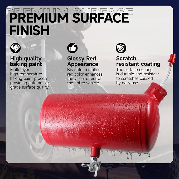 Upgraded beveled design 10x4.5" Aluminum alloy welding Gas Fuel Tank Cylinder(Premium Glossy Paint Finish Red) For Predator 212cc 196cc/6.5HP Go Kart & Mini Bike,For Coleman CT200U BT200X CT200u-ex