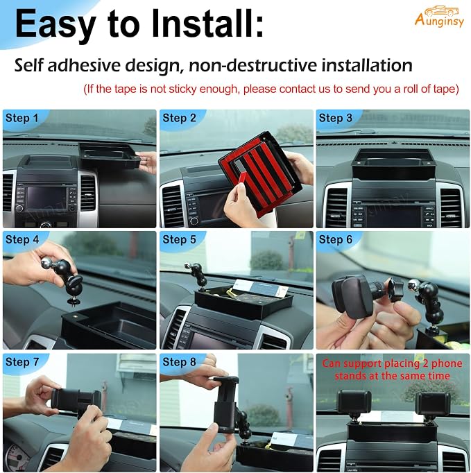 Aunginsy Center Console Dash Storage Tray Compatible with Nissan Frontier 2009-2017, Dashboard Multi-Functional Phone Holder Storage Box, Dash Organizer Tray Insert With Mobile Phone Mount Accessories