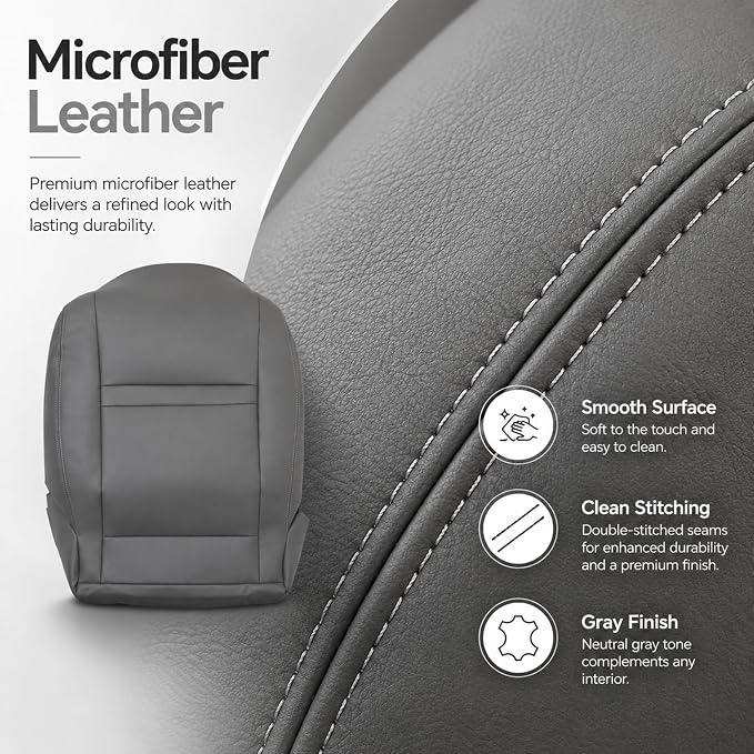 NLQR Driver and Passenger Side Bottom and Top Back Replacement Seat Covers Gray Compatible with Toyota Land Cruiser 1990 1991 1992 1993 1994 1995 1996 1997