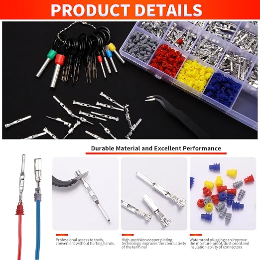 900Pcs 24Types of Pin Connector Kit and Terminal Pins with Crimping Tool | 1/1.5/1.8/2.2/2.3/2.8/3.5mm Male&Female Non Insulated Wire Terminal Pin Kit with Ratchet Crimping Tool,Electrical Connector