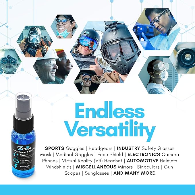 Combo pack 1oz Anti Fog Spray & microfiber for Eye & Sunglasses - Anti Static Glass & Lens Cleaner - Remove and Repel Dirt & Dust - Fog Free Cleaning Spray for Glasses- 1oz spray and towel