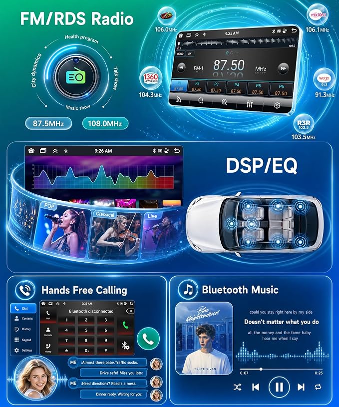 8 Core 6G+128G Rimoody Android 15 Car Stereo for Toyota Camry 2000-2006, AI Noise Reduction, Wireless Carplay Android Auto 9 Inch IPS GPS 5G-WiFi DSP FM RDS, Bluetooth 5.0 SWC HD Backup Camera