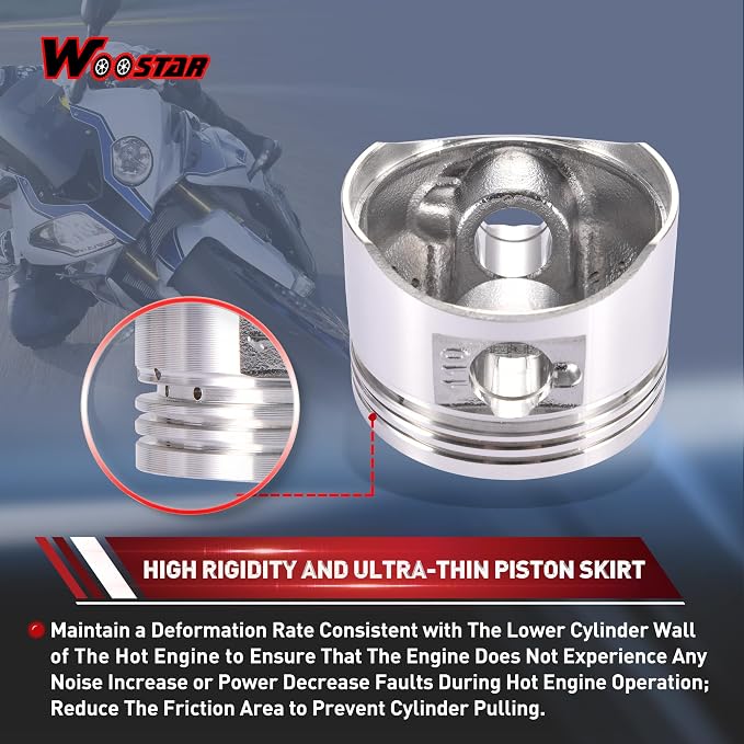 WOOSTAR 52.4mm Piston Ring Kit Replacement for 4 Stroke 110cc Chinese Taotao Coolster Engine ATV Go Kart Dirt Bike