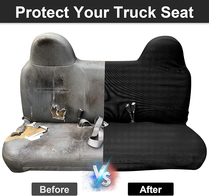 SAPUBK Custom-Fit Front Bench Seat Cover Replace for 1999-2007 Ford F250 F350 F450 F550, Waterproof 600D Oxford Cloth Interior Seat Cover Accessories(Machine Washable)