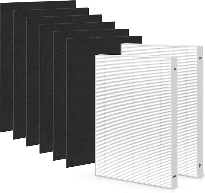 Filter Compatible with Fellowes Aeramax 200 HEPA Filter Replacement Aera Max 190 200 DX55 Part# 9287101 9324101 Air Purifier, Includes 2 True HEPA & 6 Carbon Activated Pre-Filter