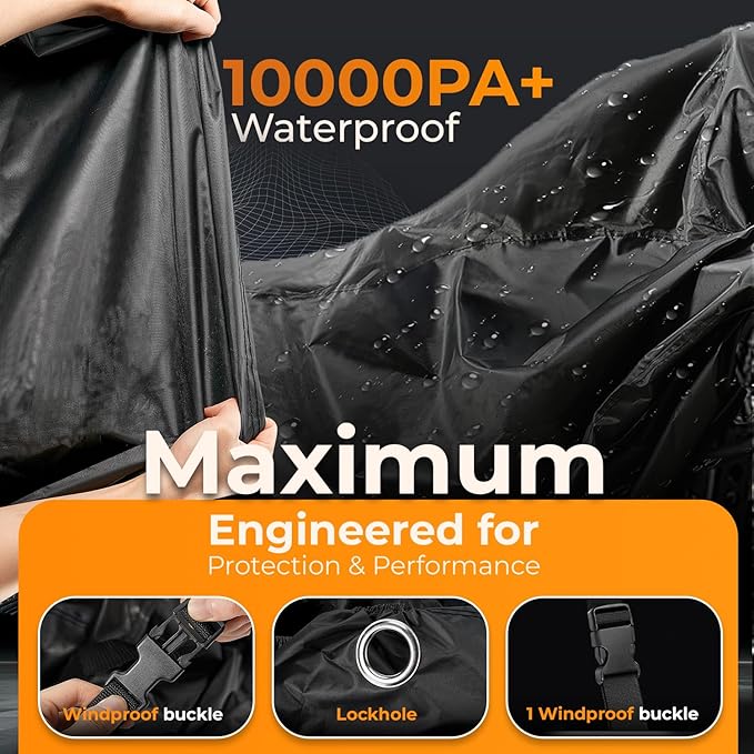 Heavy Duty Motorcycle Cover for - Enhanced Waterproof Motorcycle Covers Outdoor Storage Applicable to mainstream medium-sized motorcycles car on the market(XXL)