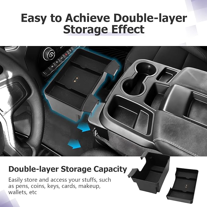 LUWU Center Console Hanging Organizer Box Compatible with 2019-2025 2026 Chevy Silverado/GMC Sierra 1500 & 2020-2026 Silverado/Sierra 2500HD 3500HD Accessories (Split-Bench Folding Seat Only)