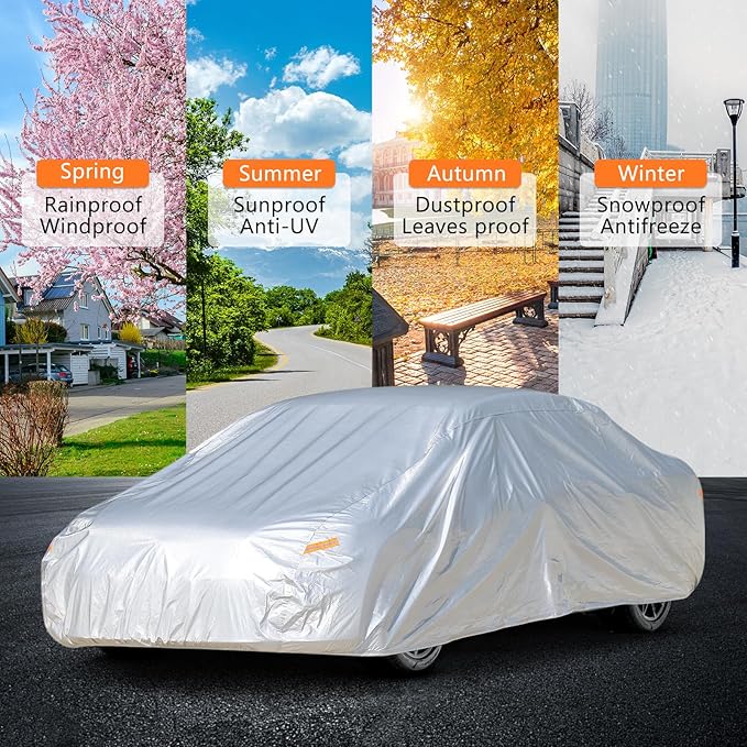 Heavy Duty Waterproof Car Cover for Coupe Universal Fit for Ford Mustang, Chevrolet Camaro, Chevrolet Corvette, BMW 4 Series, Audi A5, Lexus RC, Nissan GT-R, Kia Stinger, & More (Fits Cars up to 200")